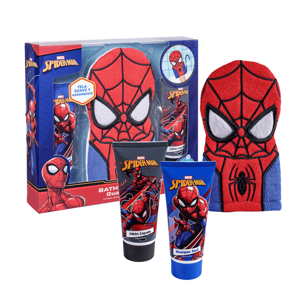 Set de baño Spiderman Guante + Shampoo + Jabón - Caja 6 Unidades