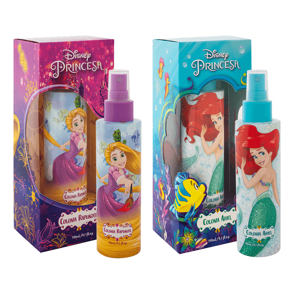 Colonia Princesas Ariel & Rapunzel 140ml - Caja 12 Unidades Mix