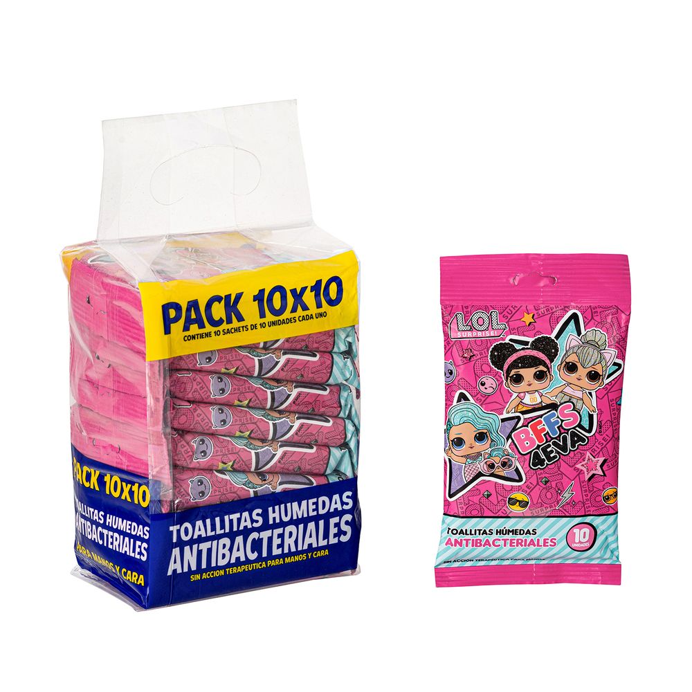 Toallitas antibacteriales LOL Surprise - 6 Packs de 10 sachets