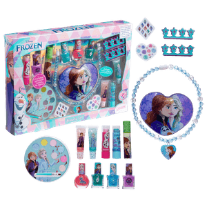 Set de maquillaje Frozen- 4 esmaltes  +3  Brillos de Labios + Collar+ Cosmetiquero - Caja de 6 unidades