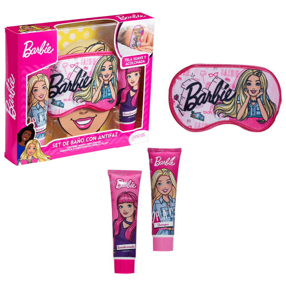Set de Baño Barbie Shampoo + Antifaz + Acondicionador- Caja de 6 unidades