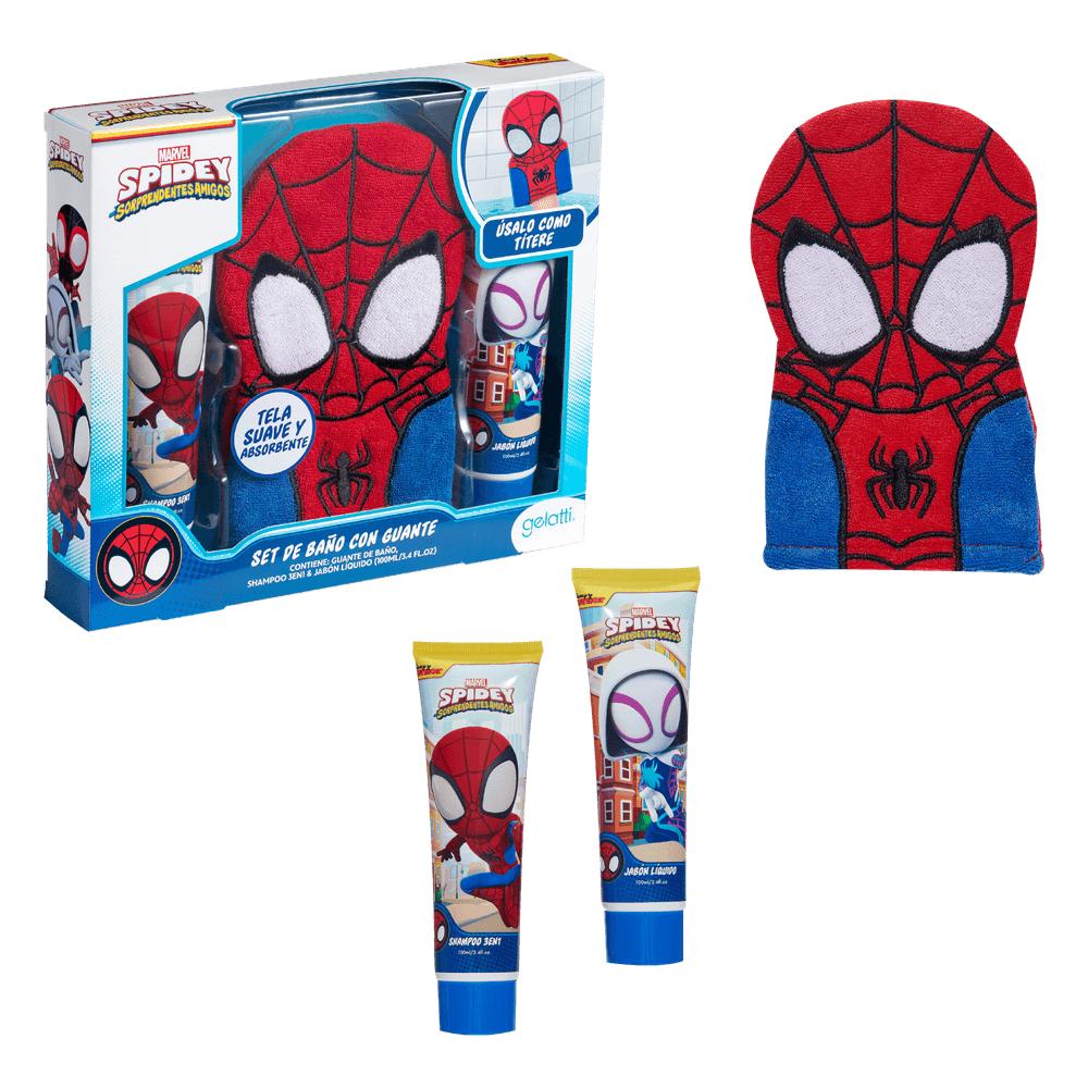 Set de Baño avengers Spider Man- Shampoo +   Jabon Spider Man + Guante de baño - Caja de 6 unidades