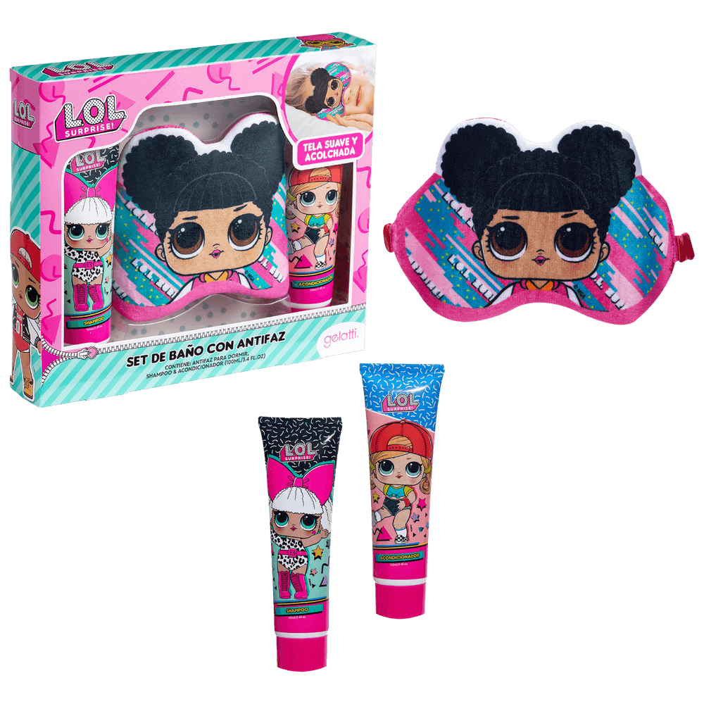 Set de Baño LOL Surpise!  Shampoo + Antifaz + Acondicionador- Caja de 6 unidades