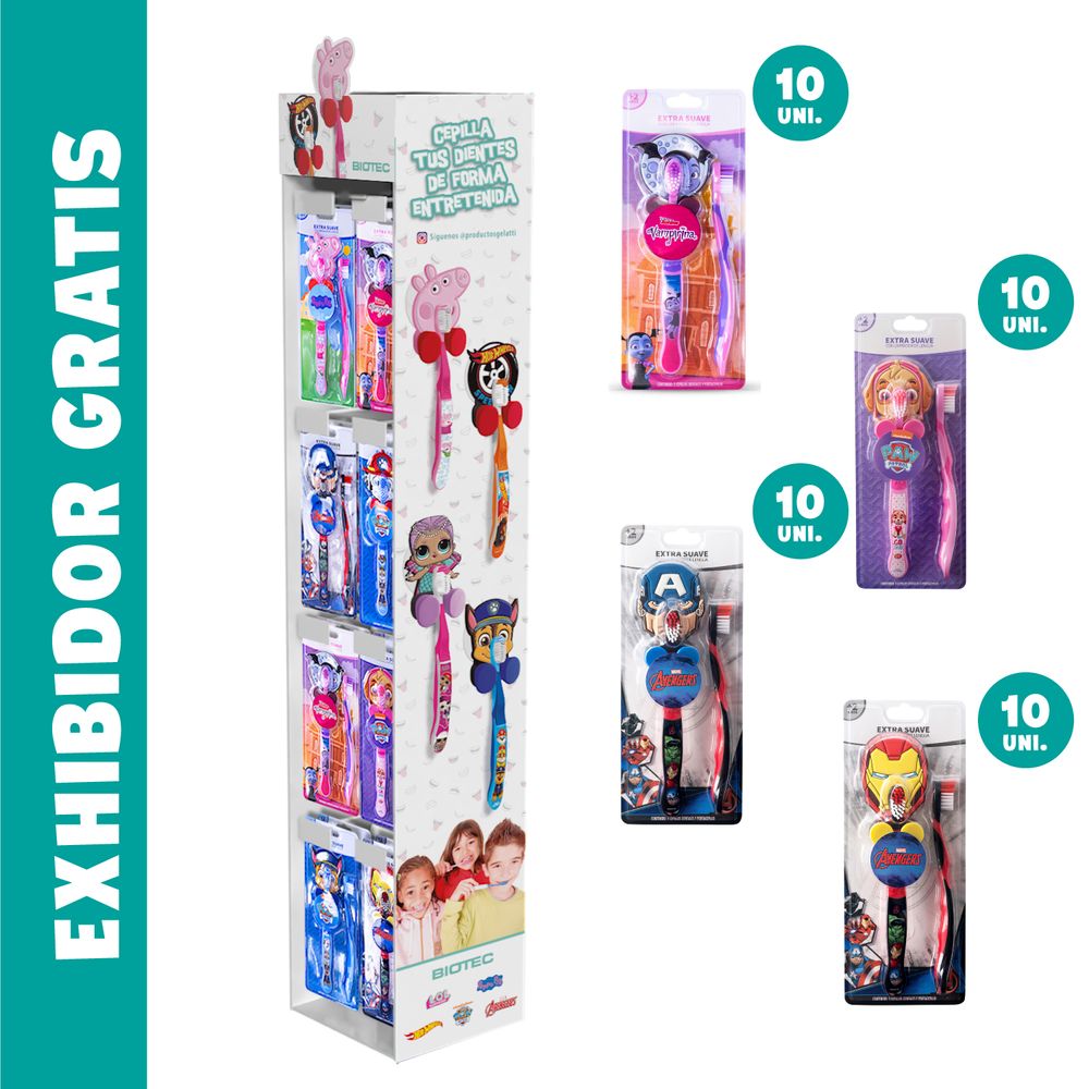 40 unidades de Cepillo dental con Portacepillo 7 personajes distintos