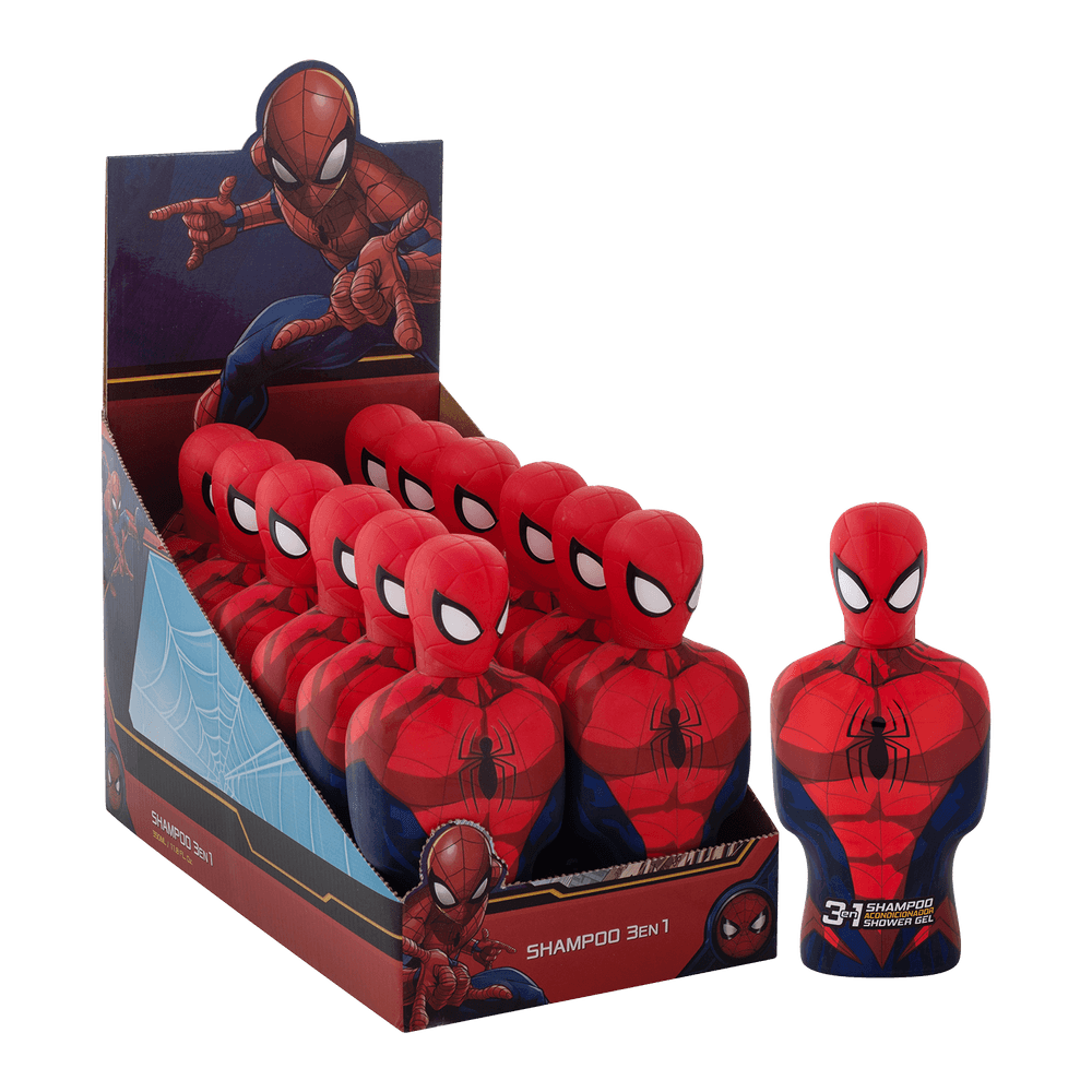 Shampoo Spiderman 3D 3 en 1 - Caja 12 Unidades