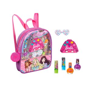 Set de Maquillaje BARBIE mochila - 2 balsamos labiales + 2 esmaltes de uñas + sombra de ojos + stickers