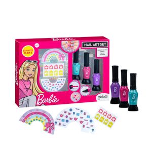 Set de Maquillaje BARBIE mediano - 3 esmaltes de uñas + stencil + gemas + stickers